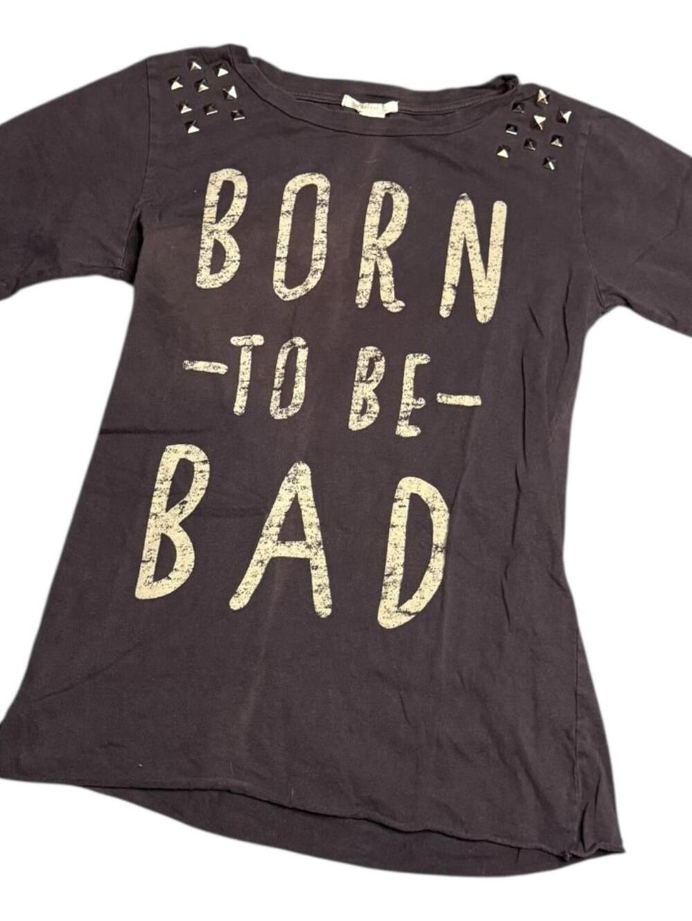 Forever 21 Born To Be Bad studded graphic tee black short sleeve S